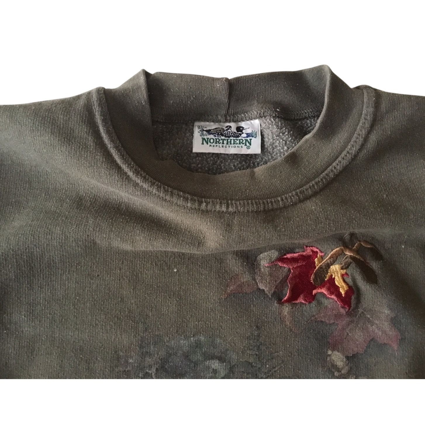 Northern Reflections Northern Reflections Vtg Sweatshirt Green Oak Leaf Acorns XL Size XL / US 12-14 / IT 48-50 - 5 Thumbnail