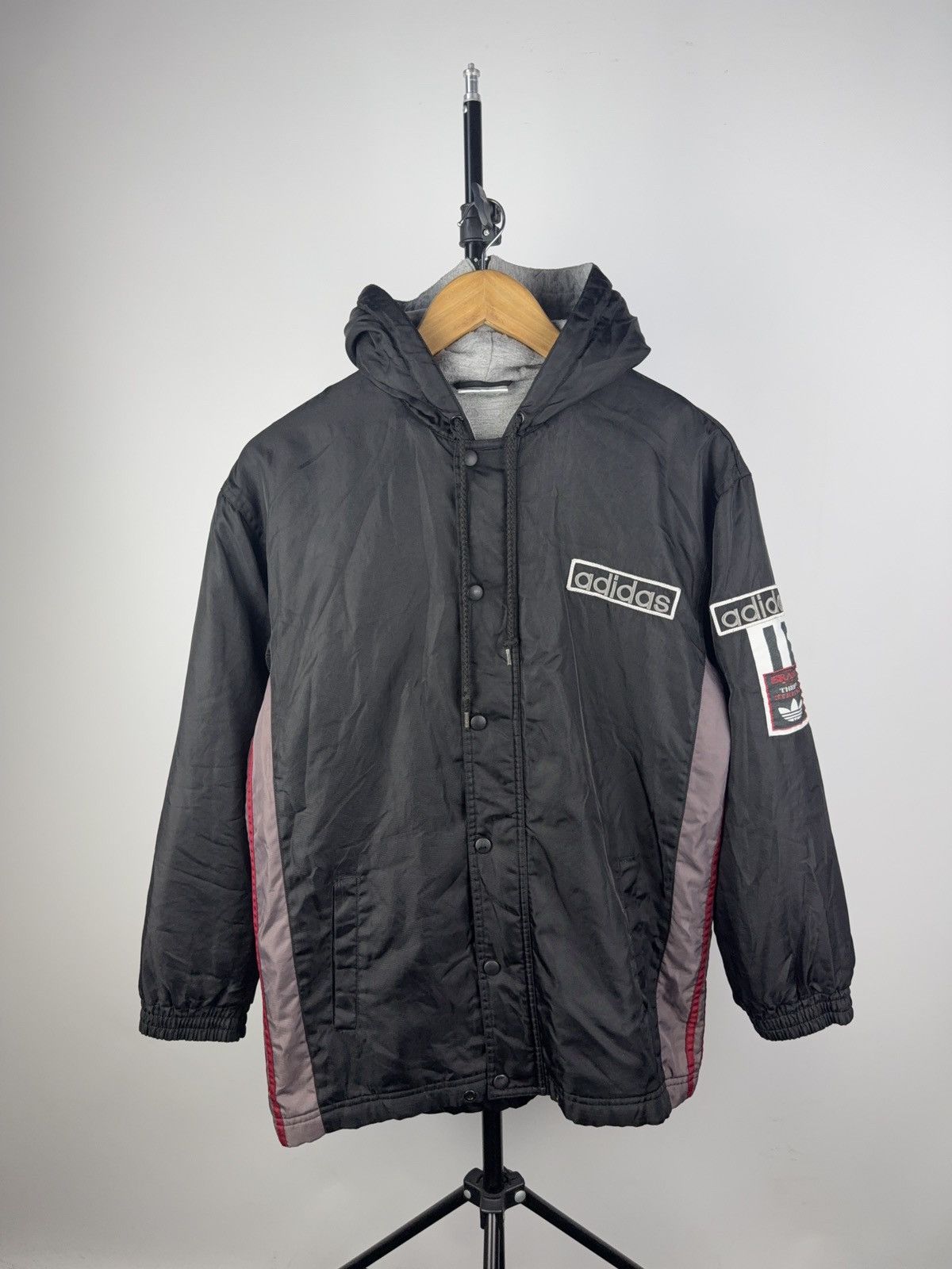 Adidas Vintage Retro 90s Nylon jacket zip hood Size US S / EU 44-46 / 1 - 1 Thumbnail