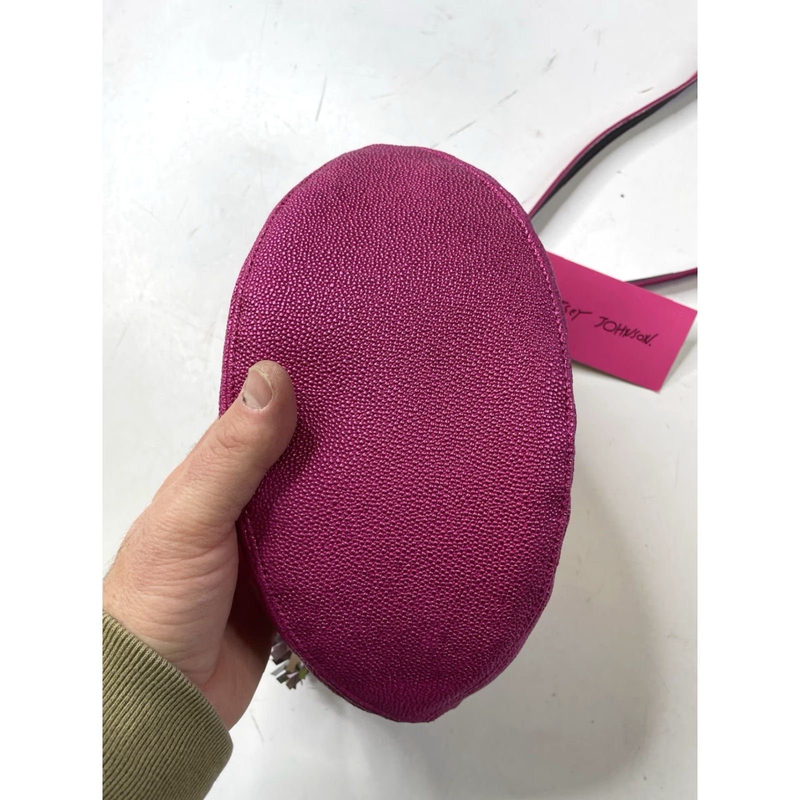 Betsey Johnson Betsey Johnson What a score! Crossbody Football Pink Pom Pom Purse bag Women Pink Faux Leather Crossbody Bag Size ONE SIZE - 5 Thumbnail