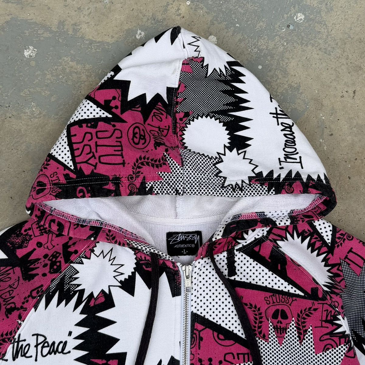 Stussy Stüssy Zip Hoodie All Over Print Pink Graphic Streetwear Size US L / EU 52-54 / 3 - 14 Thumbnail