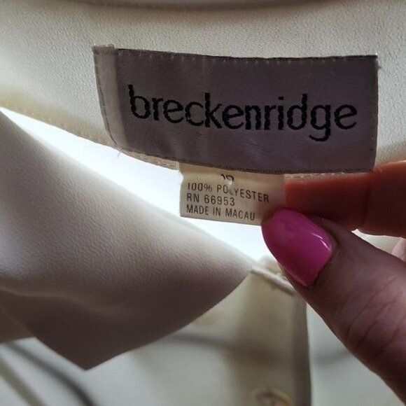 Vintage Breckenridge Ivory Sheer Button Down Long Sleeve Collared Sz Size L / US 10 / IT 46 - 3 Thumbnail