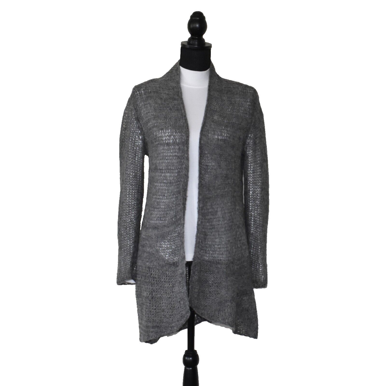 Eileen Fisher EILEEN FISHER Gray Alpaca Wool Open Knit Cardigan Sweater XS Size XS / US 0-2 / IT 36-38 - 1 Thumbnail
