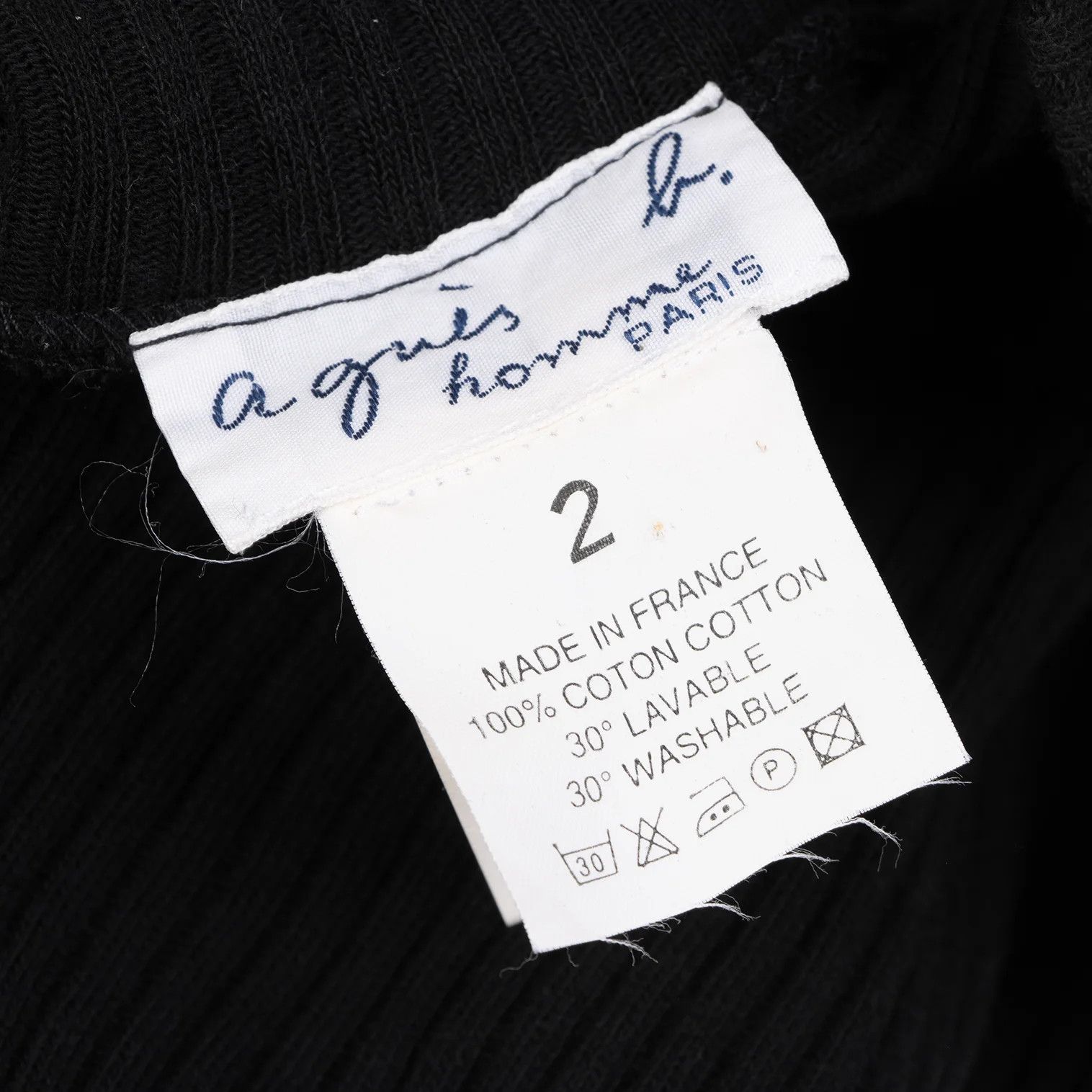 agnes b. Cotton Mock Neck Ribbed T-Shirt in Black Size US M / EU 48-50 / 2 - 13 Thumbnail