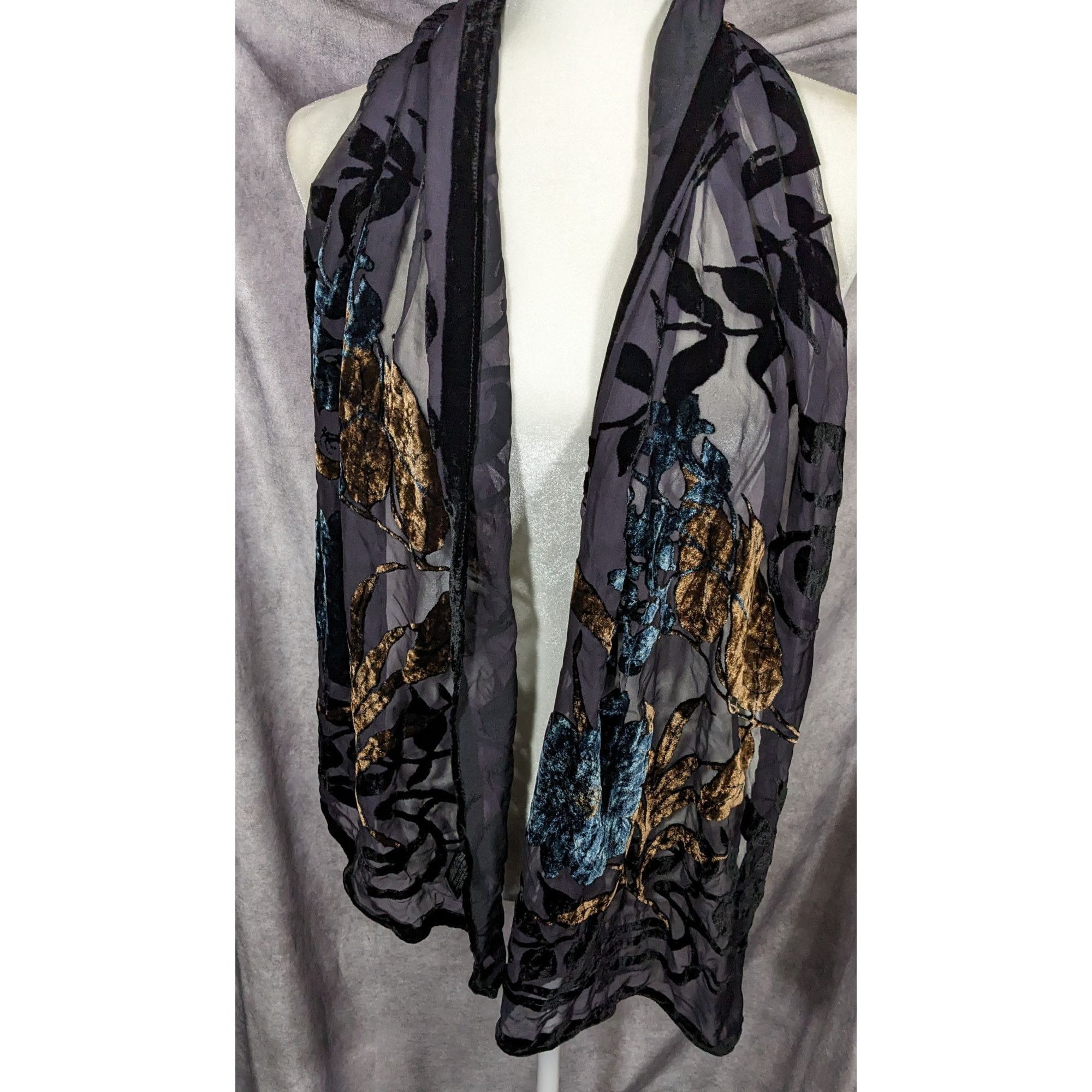Other Vintage Italian Multi-Tone Velvet Burnout Scarf Size ONE SIZE - 6 Thumbnail
