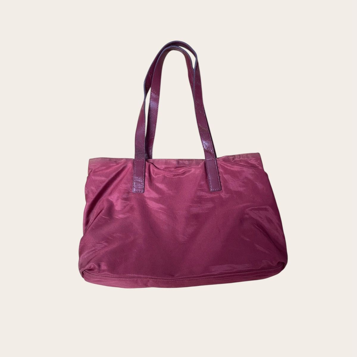 Prada Prada Burgundy Nylon Tote Bag | Leather Handles Size ONE SIZE - 2 Thumbnail