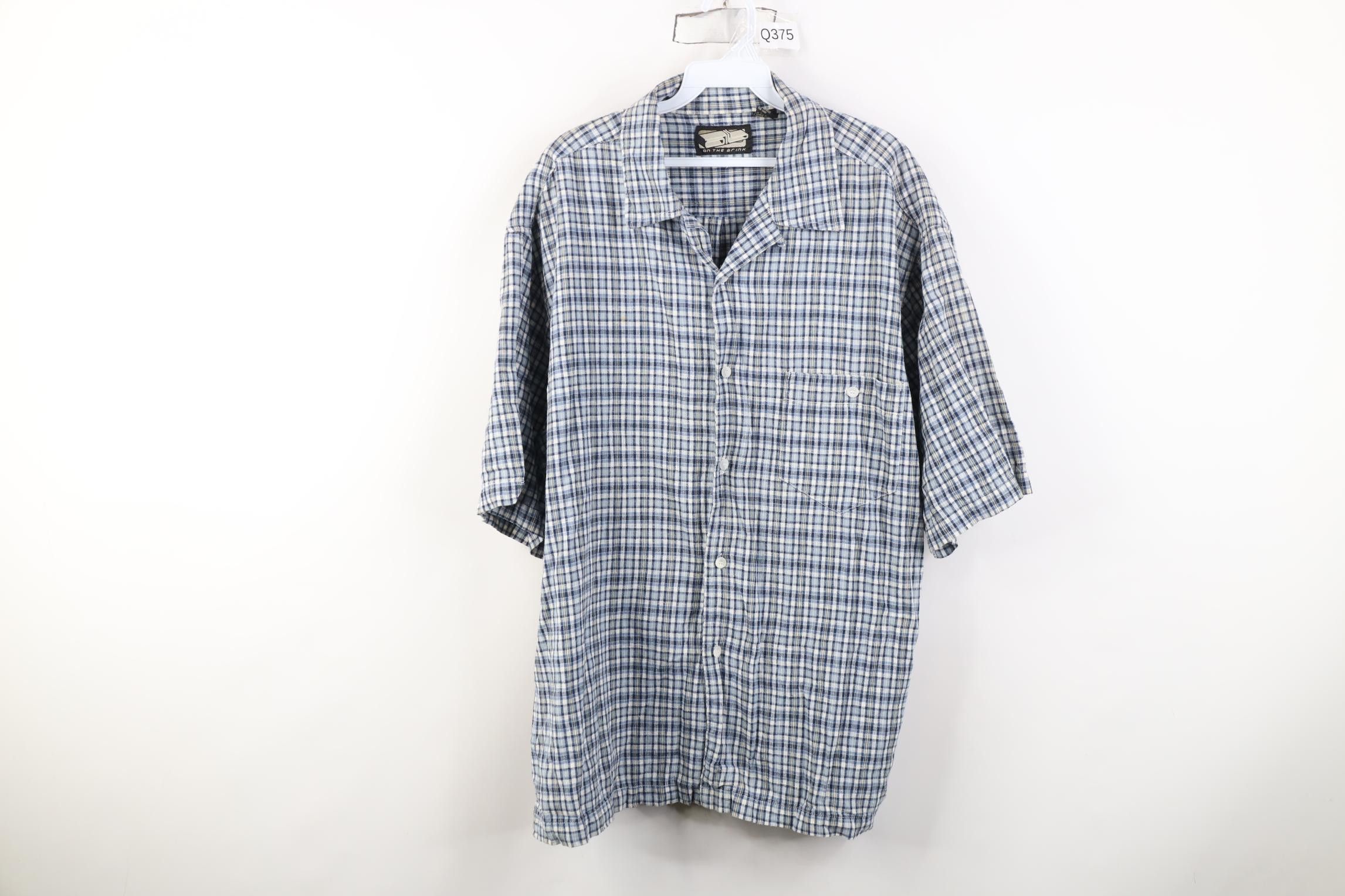 Vintage Vintage 90s Streetwear Looped Collar Button Shirt Plaid Size US L / EU 52-54 / 3 - 1 Thumbnail