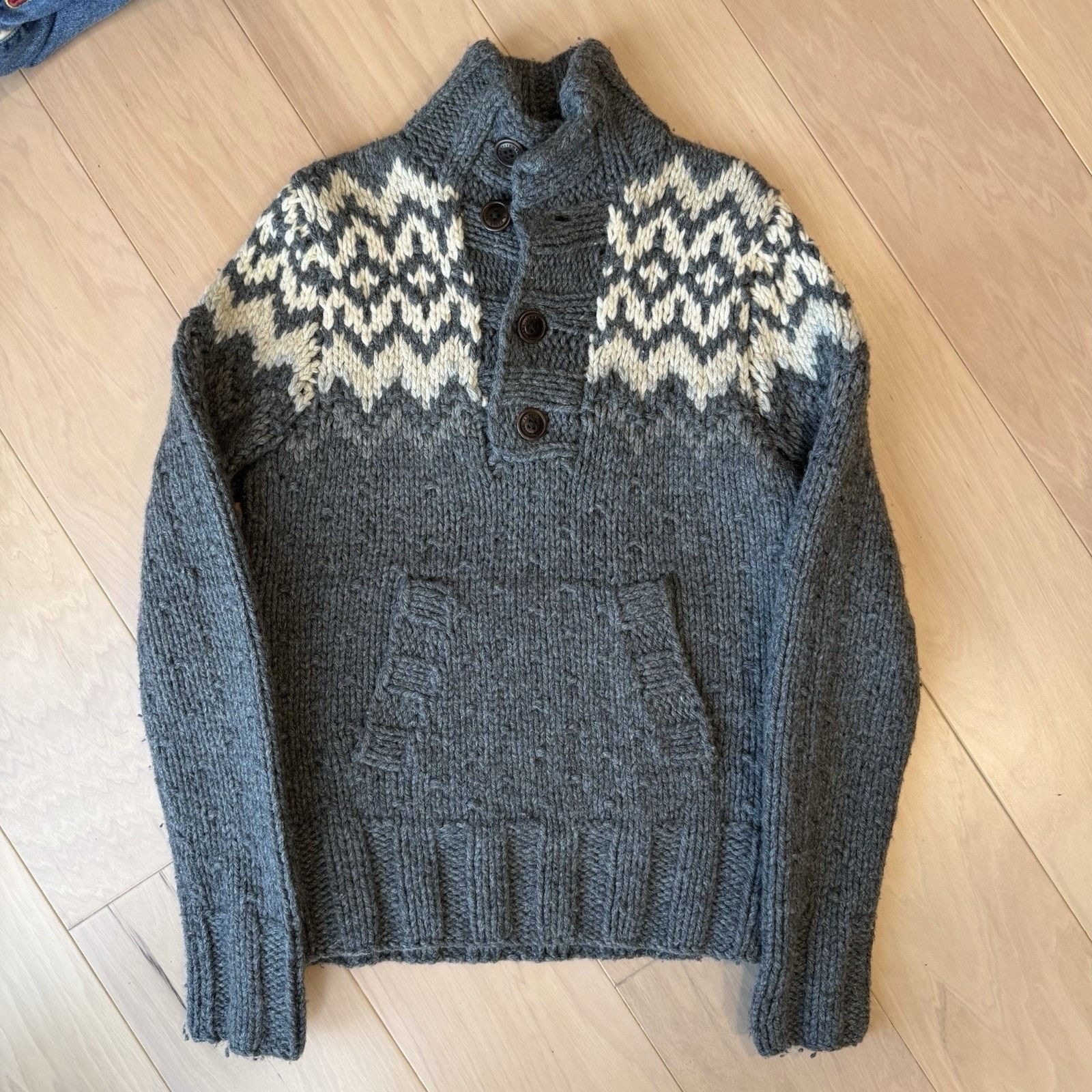 Abercrombie & Fitch Vintage Abercrombie & Fitch Sweater Medium Gray Fair Isle Size US M / EU 48-50 / 2 - 2 Thumbnail