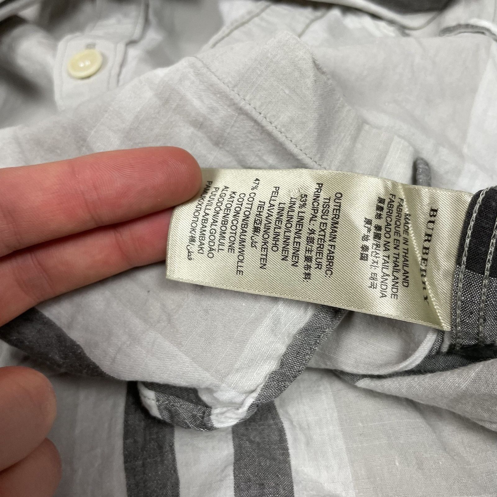 Burberry Burberry Brit Men's Gray Plaid Collared Long Sleeve Shirt XS Size US XS / EU 42 / 0 - 8 Thumbnail