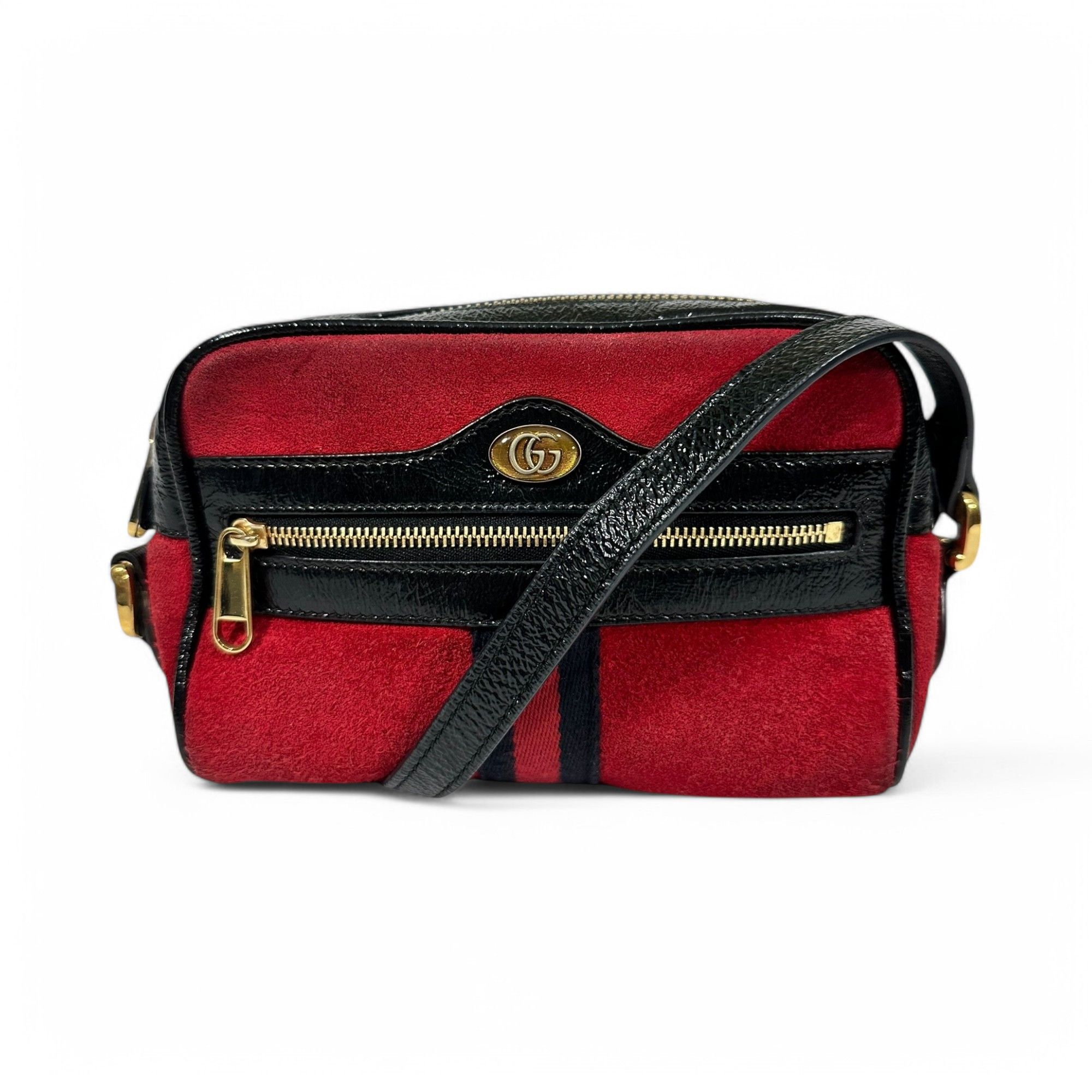 Gucci Gucci Crossbody Bag Ophidia Marmont GG Red Suede Web Size ONE SIZE - 1 Thumbnail