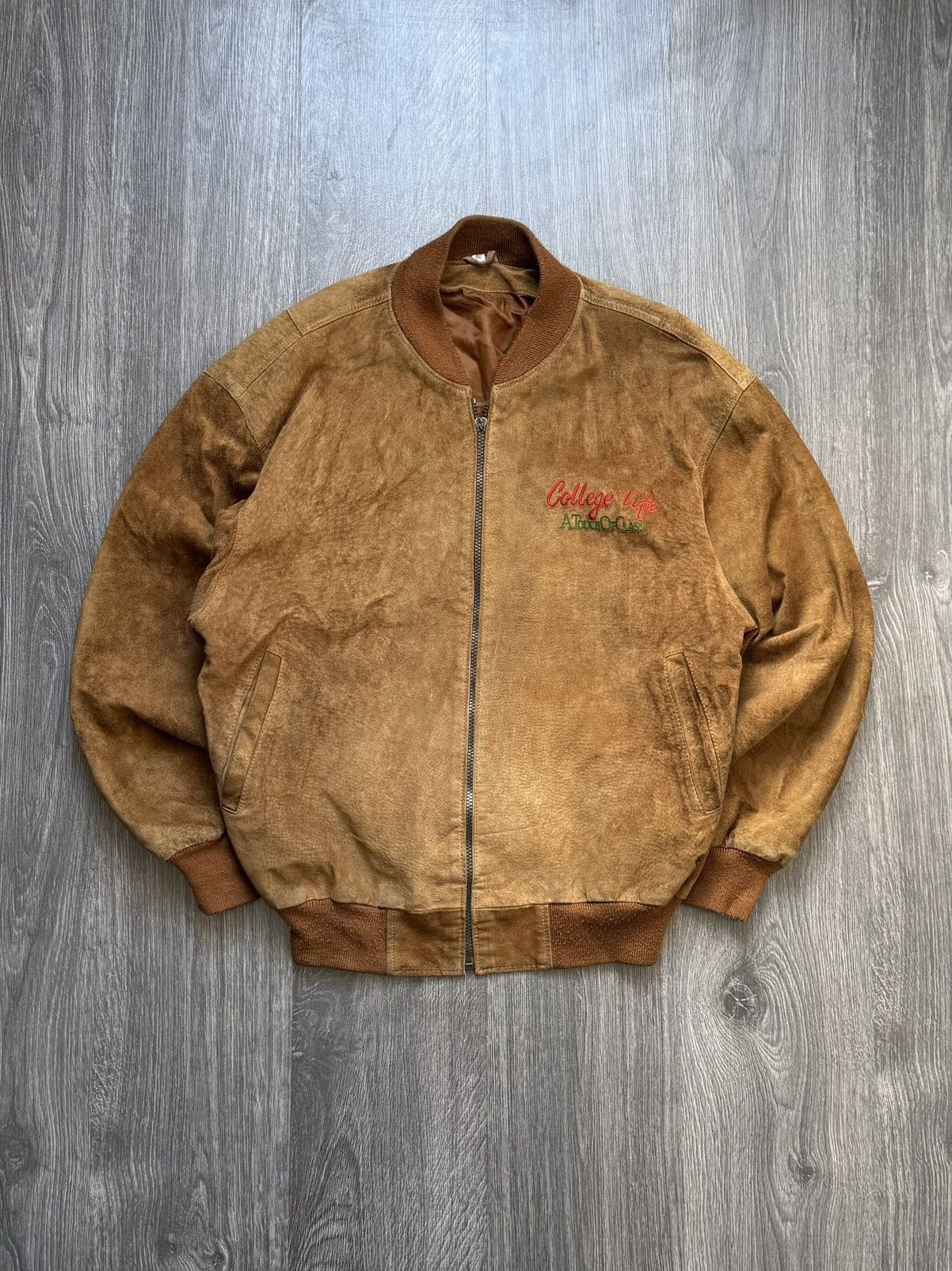 Vintage 90s Vintage College Suede Brown Jacket Size US S / EU 44-46 / 1 - 3 Thumbnail