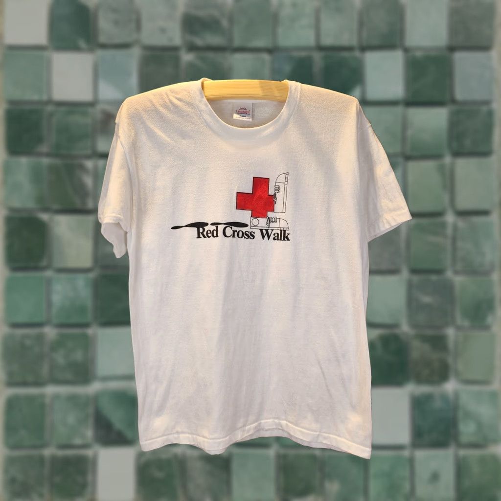 Vintage VINTAGE HEALTHKNIT T-Shirt White XL 50/50 SINGLE STITCH Crew Neck Short Sleeve Mens XLARGE Red Cross Walk 80's 80' Size US XL / EU 56 / 4 - 1 Thumbnail