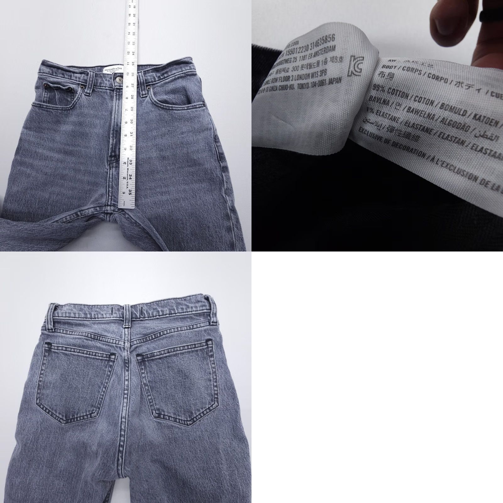 Abercrombie & Fitch Abercrombie & Fitch 90s Relaxed High Rise Jeans Womens 24 Gray Black Size 24" / US 00 / IT 34 - 8 Thumbnail