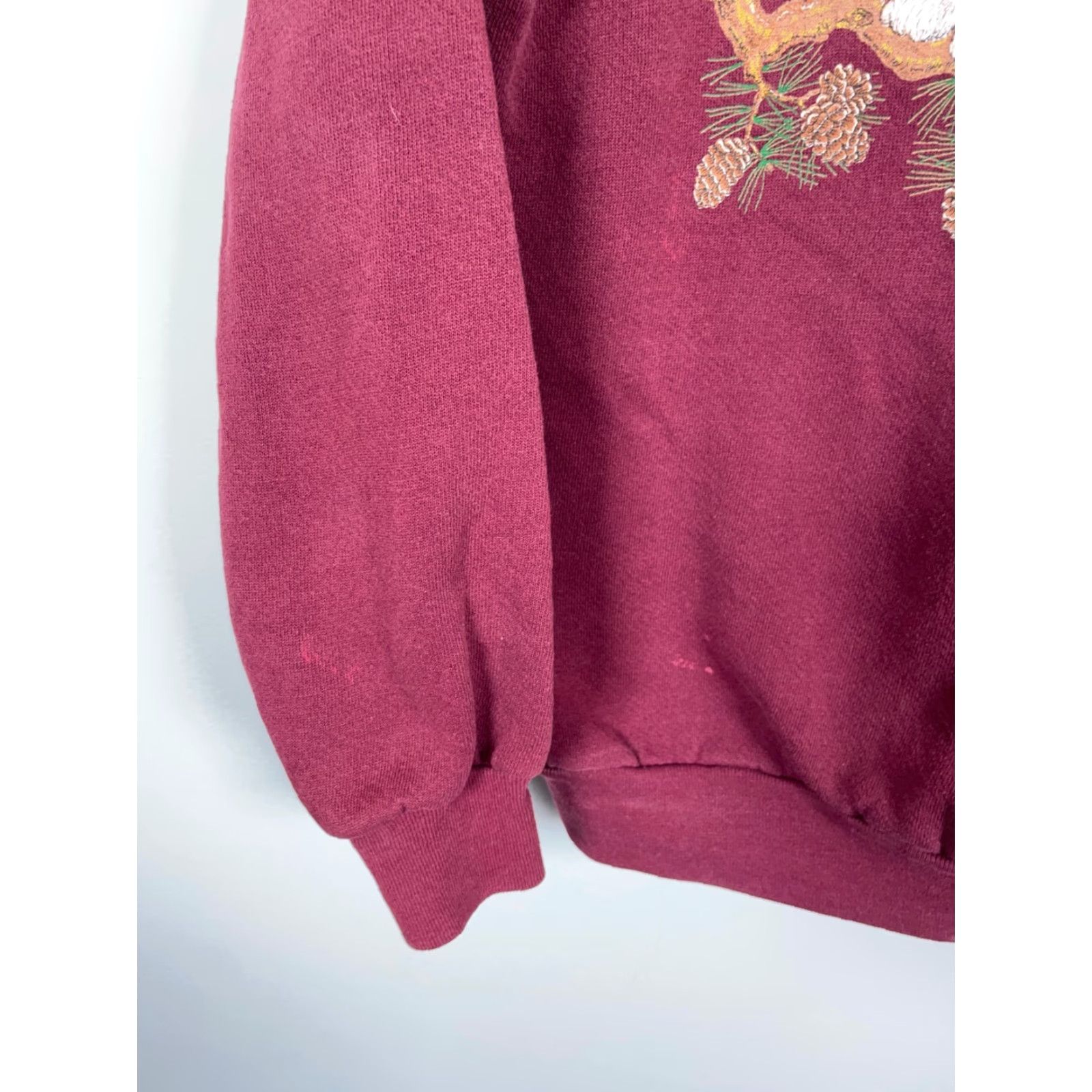 Endless VINTAGE Endless Designs Sweatshirt Woman Adult Large Dark Red 90s Bird Cat Nature Outdoor Raglan Crew Neck Pullover Graphic Print Cotton Blend Fleece Size L / US 10 / IT 46 - 5 Thumbnail