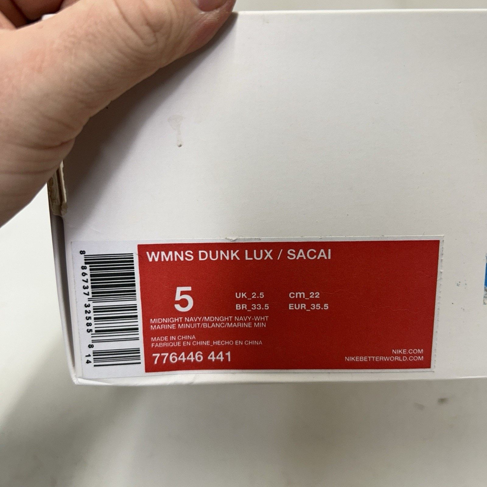 Nike Sacai x NikeLab Dunk Lux “Midnight Navy” 776446-441 Size US 5 / IT 35 - 6 Thumbnail