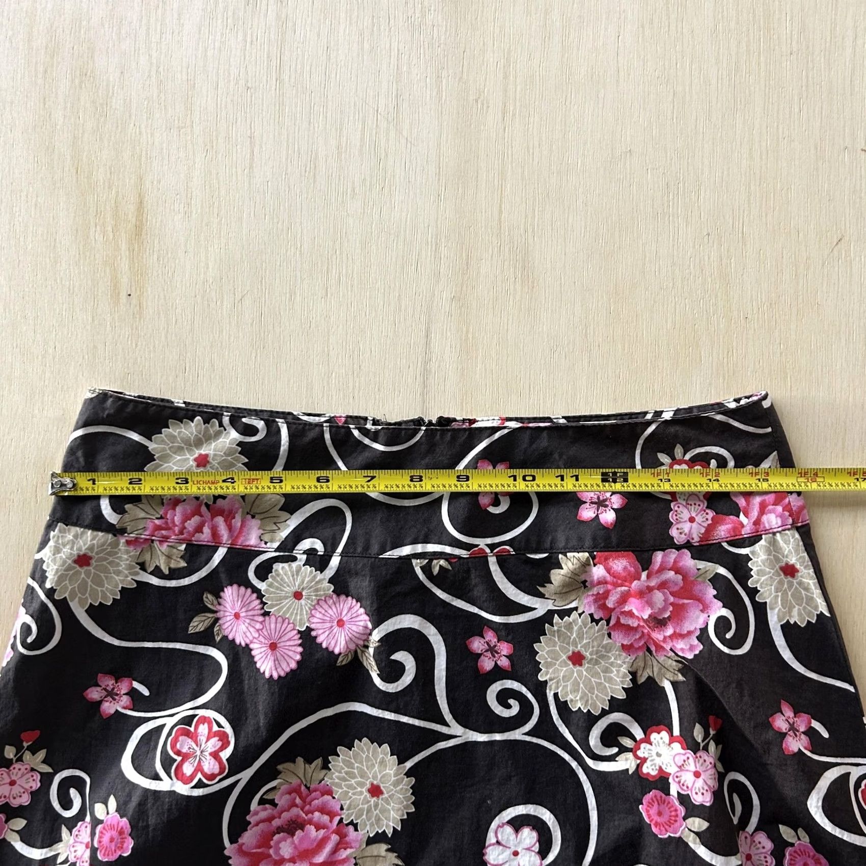 Vintage HeartSoul Skirt Womens M Black Floral Cotton A-Line Short Lightweight Casual Size 32" / US 10 / IT 46 - 4 Thumbnail