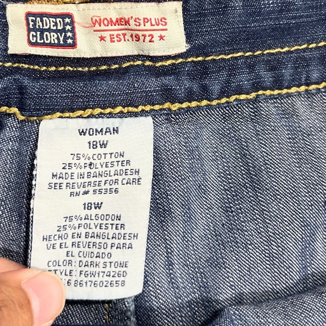 Faded Glory Cargo Pockets Denim Jean Skirt 18 Western Cowgirl Rodeo VTG Size 40" / US 18 - 3 Thumbnail