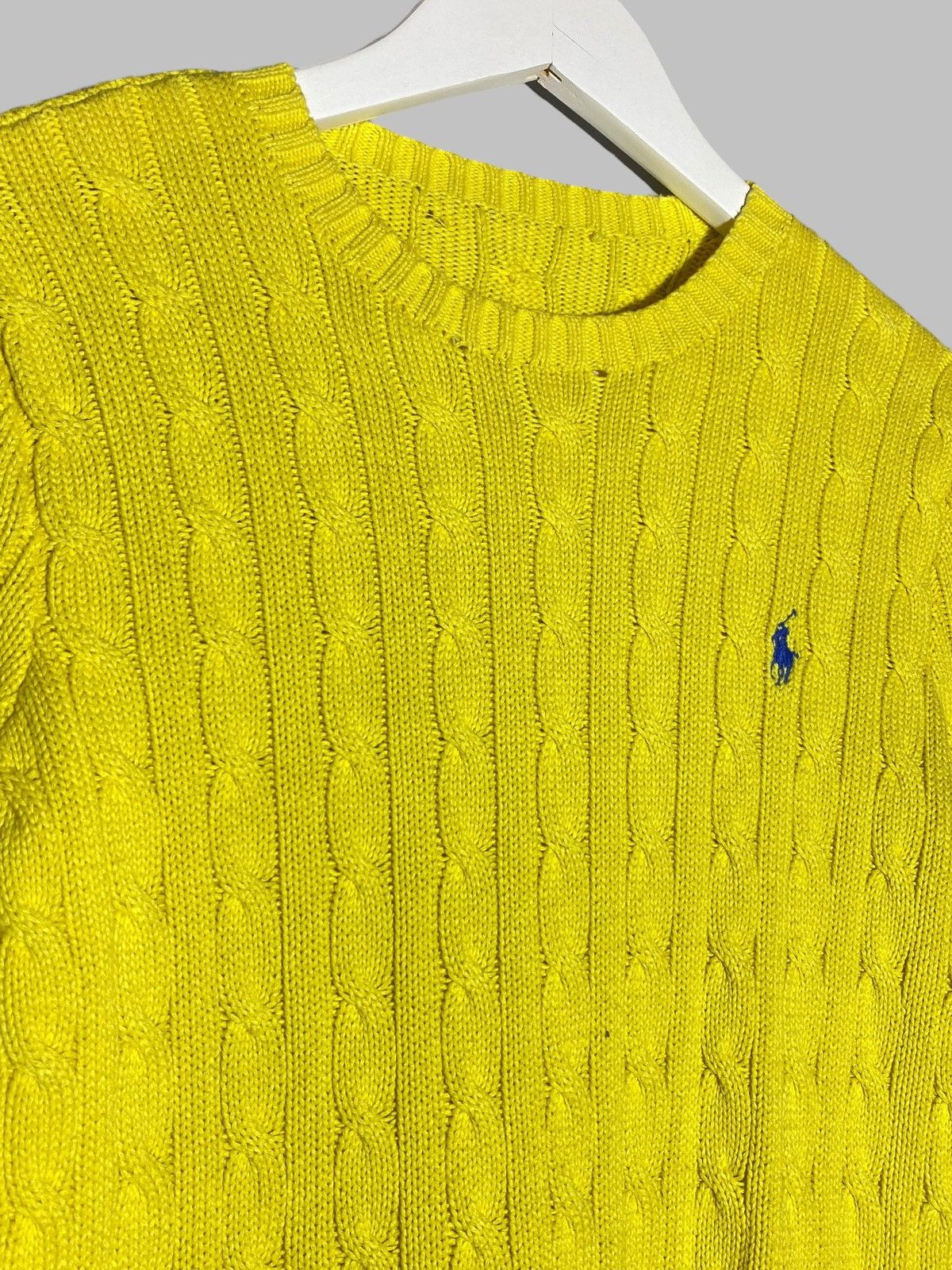 Polo Ralph Lauren 🔥 00s POLO RALPH LAUREN BRIGHT YELLOW CABLE KNIT SWEATER Size US S / EU 44-46 / 1 - 3 Thumbnail