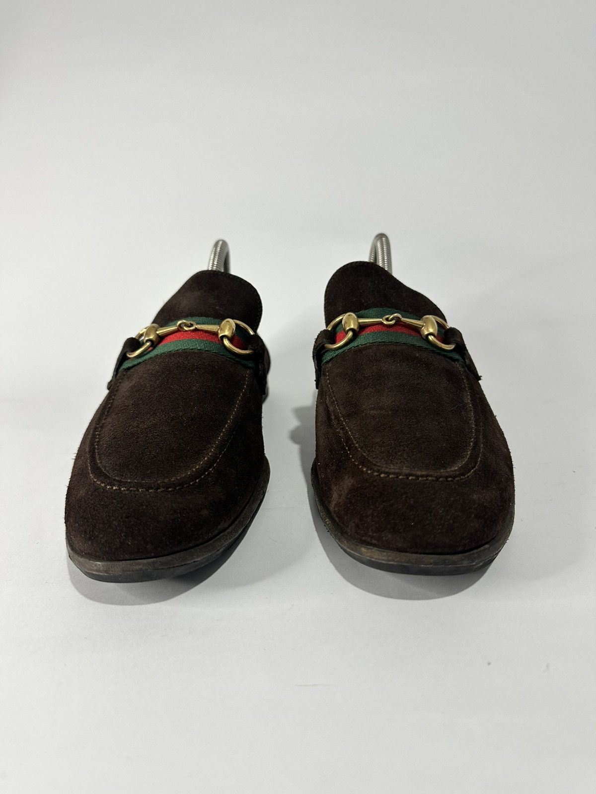 Gucci Gucci Dark Brown Suede Horsebit Web Loafers Size 41.5/8.5 US Size US 8 / EU 41 - 4 Thumbnail