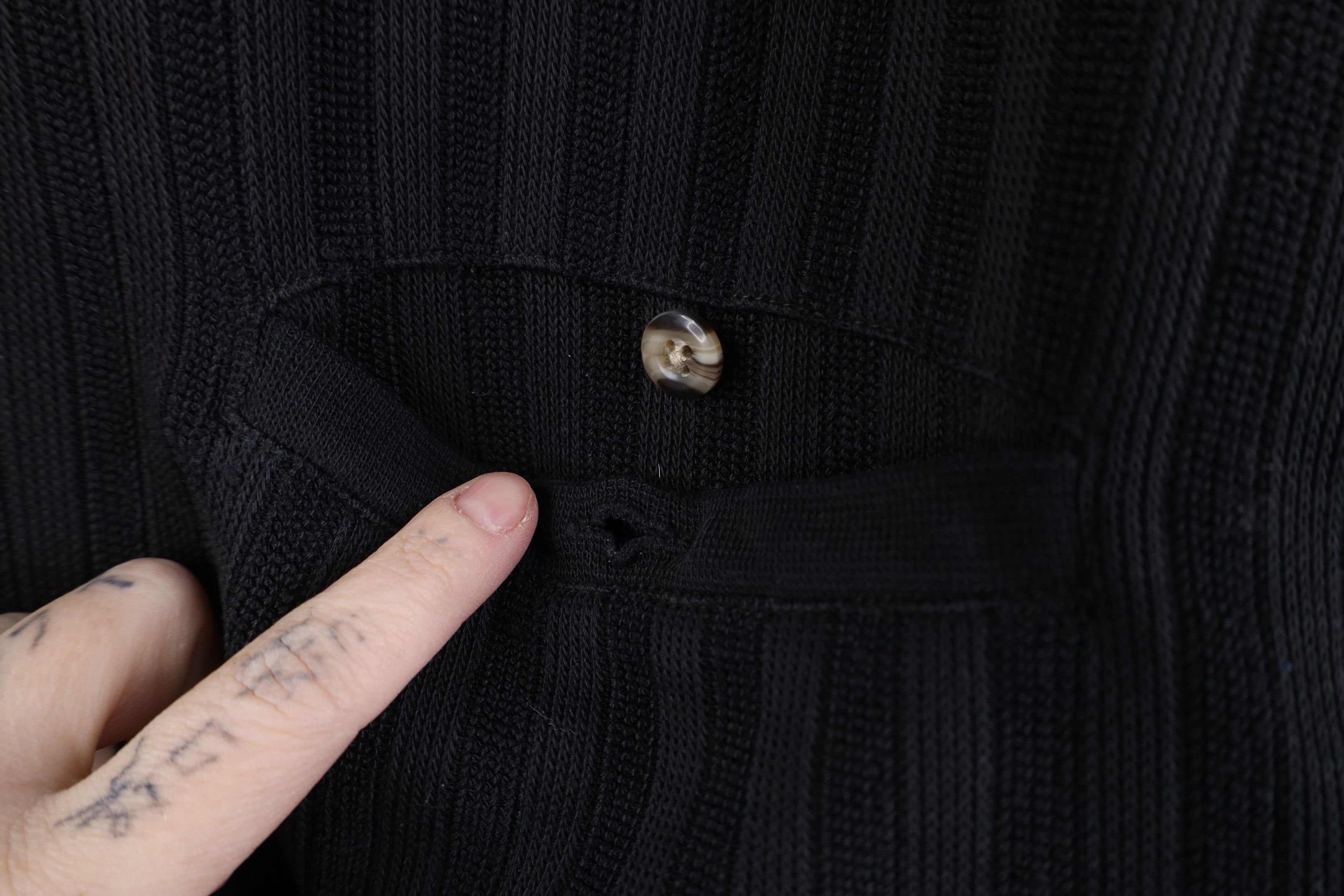 Vintage Vintage 90s Streetwear Ribbed Knit Pullover Polo Shirt Black Size US XL / EU 56 / 4 - 4 Thumbnail