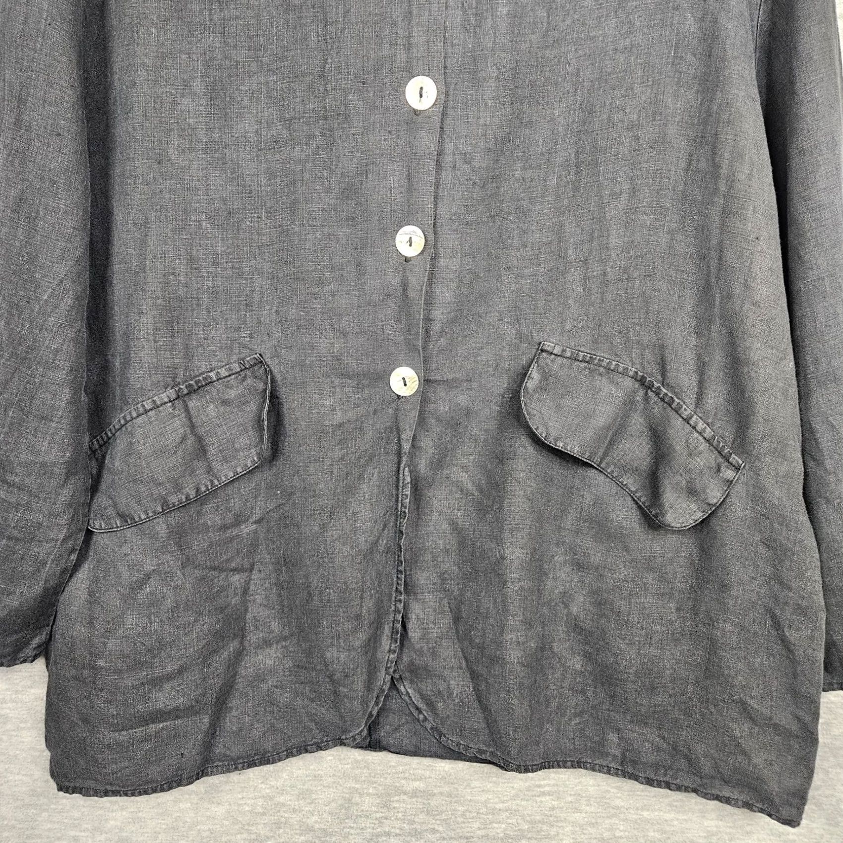 Vintage BRYN WALKER Women's Linen Button-Up Light Weight Hoodie Top S Black Linen Button-Up Shirt Womens Regular Size S Size S / US 4 / IT 40 - 6 Thumbnail