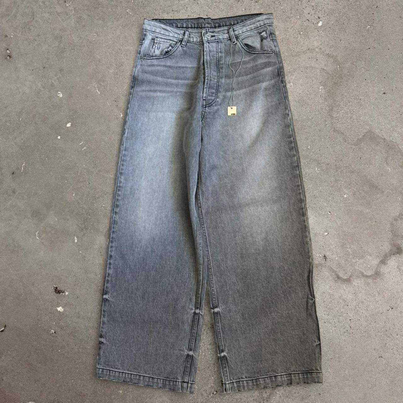 K-Two Studios Baggy Faded Grey Wide Leg Heavy Denim Jeans