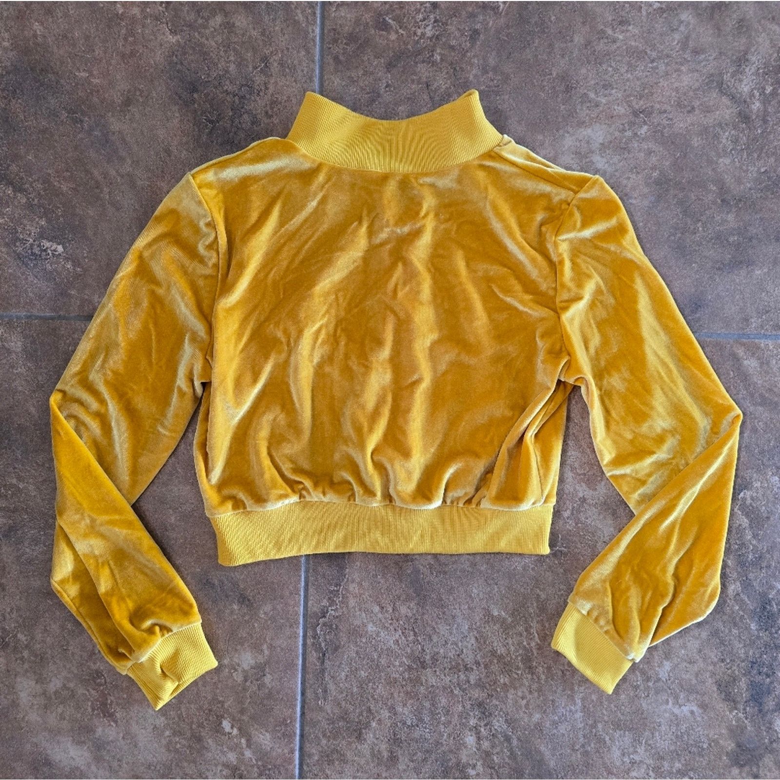 Other Mustard Velvet Lush Cropped Zip Up Size M / US 6-8 / IT 42-44 - 2 Thumbnail