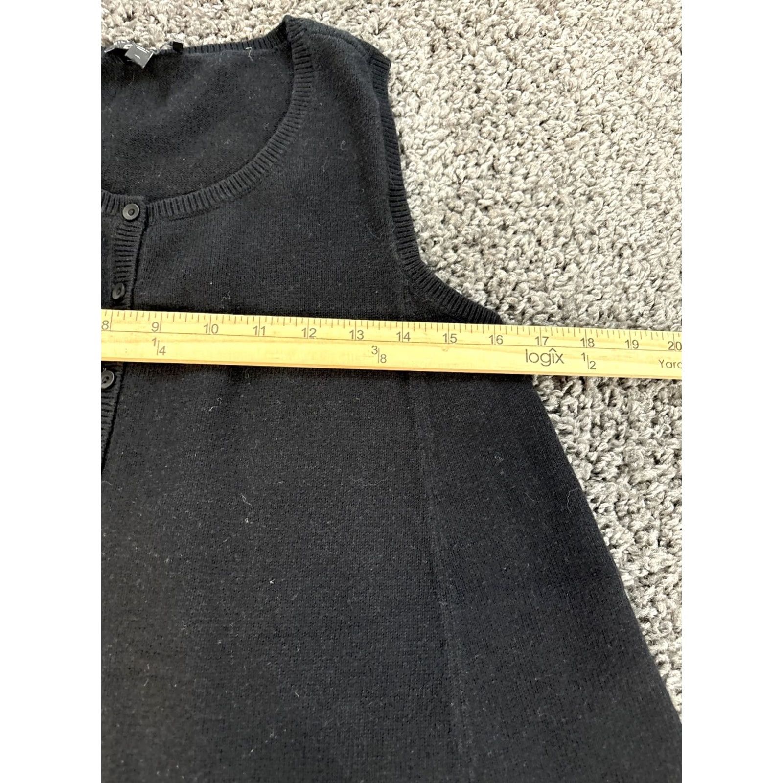 Eileen Fisher Eileen Fisher Button Front Vest Shirt Dress Womens Midi Black Cashmere Cotton Button Crew Neck Sleeveless M Med Women Size M / US 6-8 / IT 42-44 - 4 Thumbnail