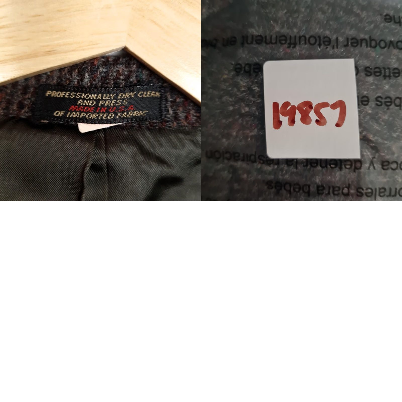 Harris Tweed VINTAGE Harris Tweed Blazer Mens 44 Gray Houndstooth Wool Sport Coat 80s Size 44R - 11 Thumbnail