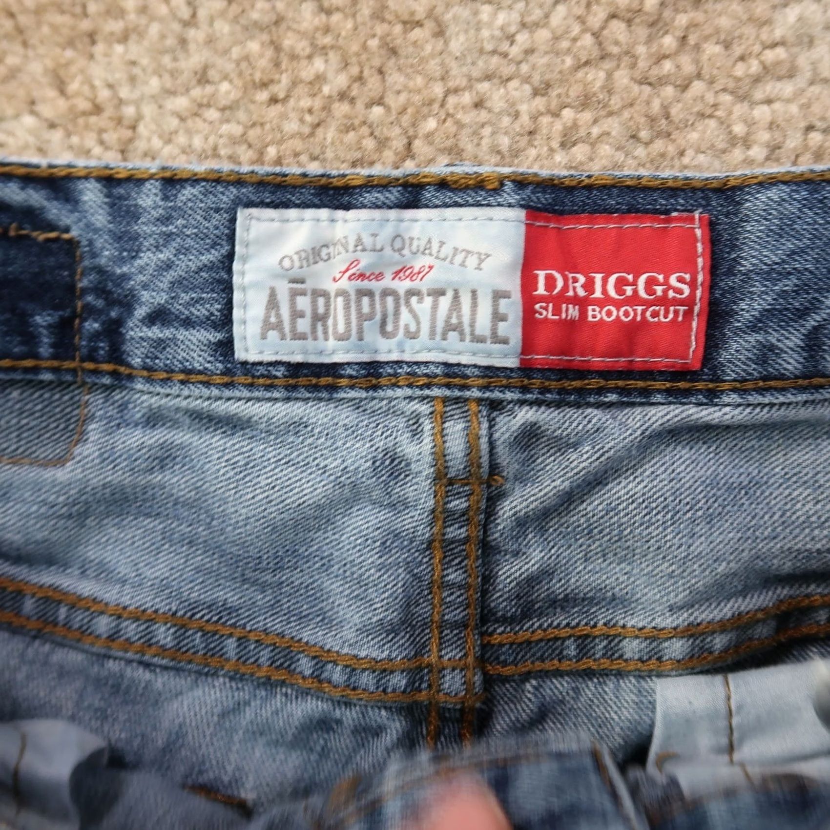 Vintage Aeropostale Jeans men’s 28x30 Blue Denim Bootcut Distressed 5-Pocket Regular Rise Mid Size US 28 / EU 44 - 5 Thumbnail