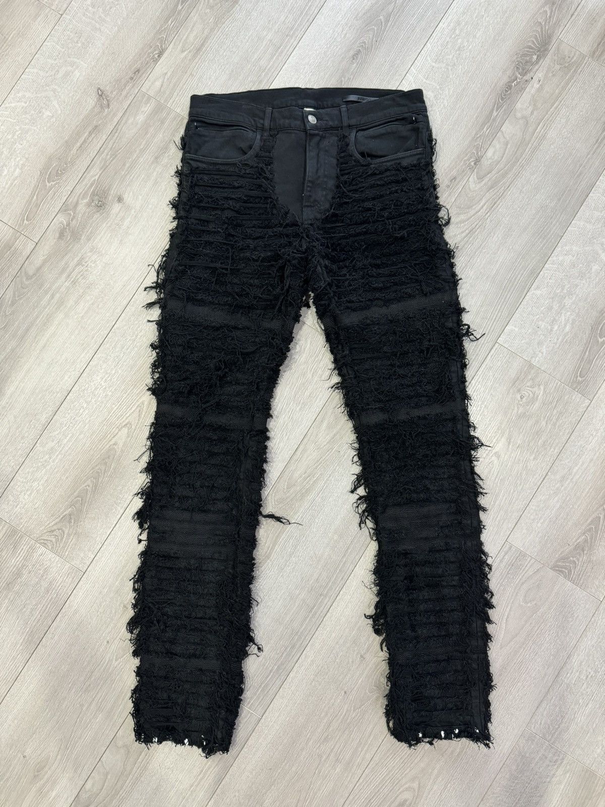1017 ALYX 9SM x ALYX BLACKMEANS SHREDDED DENIM JEANS