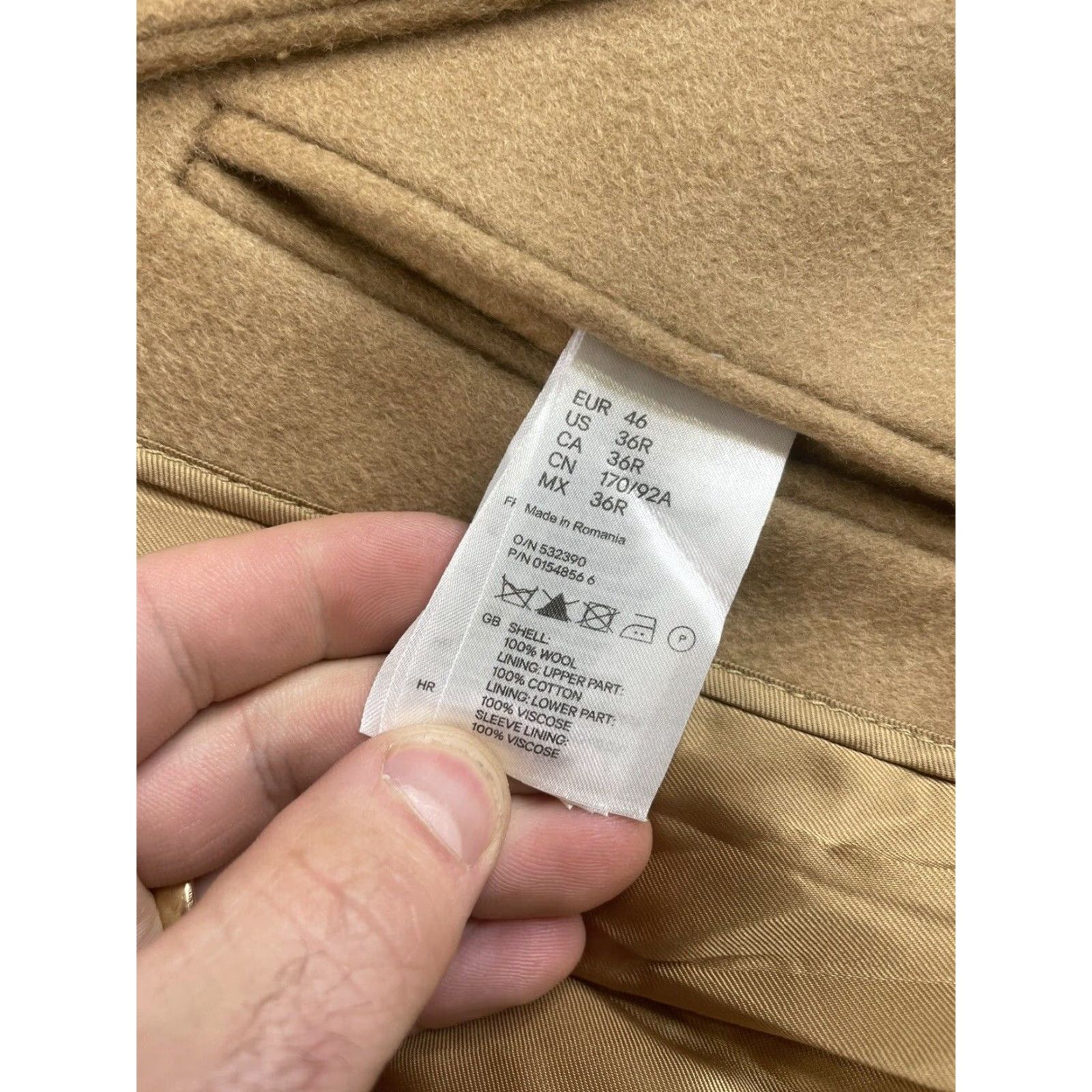 H&M MAISON MARTIN MARGIELA MMM x H&M Camel Wool Coat Jacket Men 36 46 US 36R Overcoat Size US XXS / EU 40 - 3 Thumbnail
