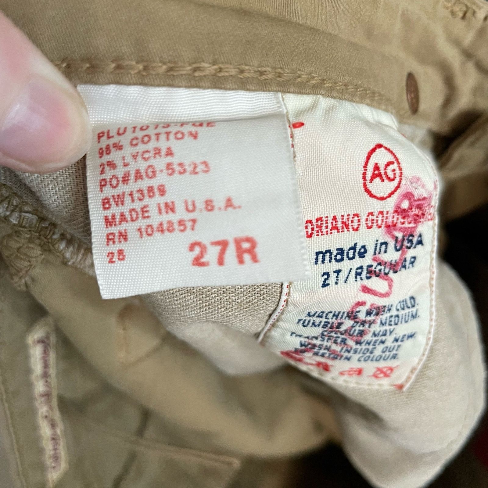 AG Adriano Goldschmied Adriano Goldschmied Khaki Pants 27R The Angel Bootcut Career Size 32" / US 10 / IT 46 - 6 Thumbnail