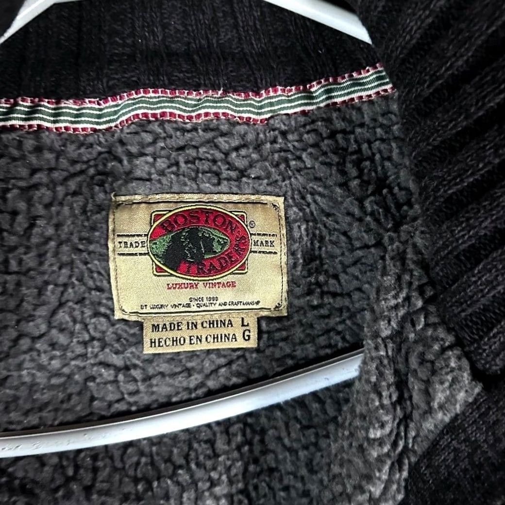 Vintage VINTAGE Boston Traders Sweater L Gray Mens Cable Knit Sherpa Lined Full Zip Size Size US L / EU 52-54 / 3 - 3 Thumbnail