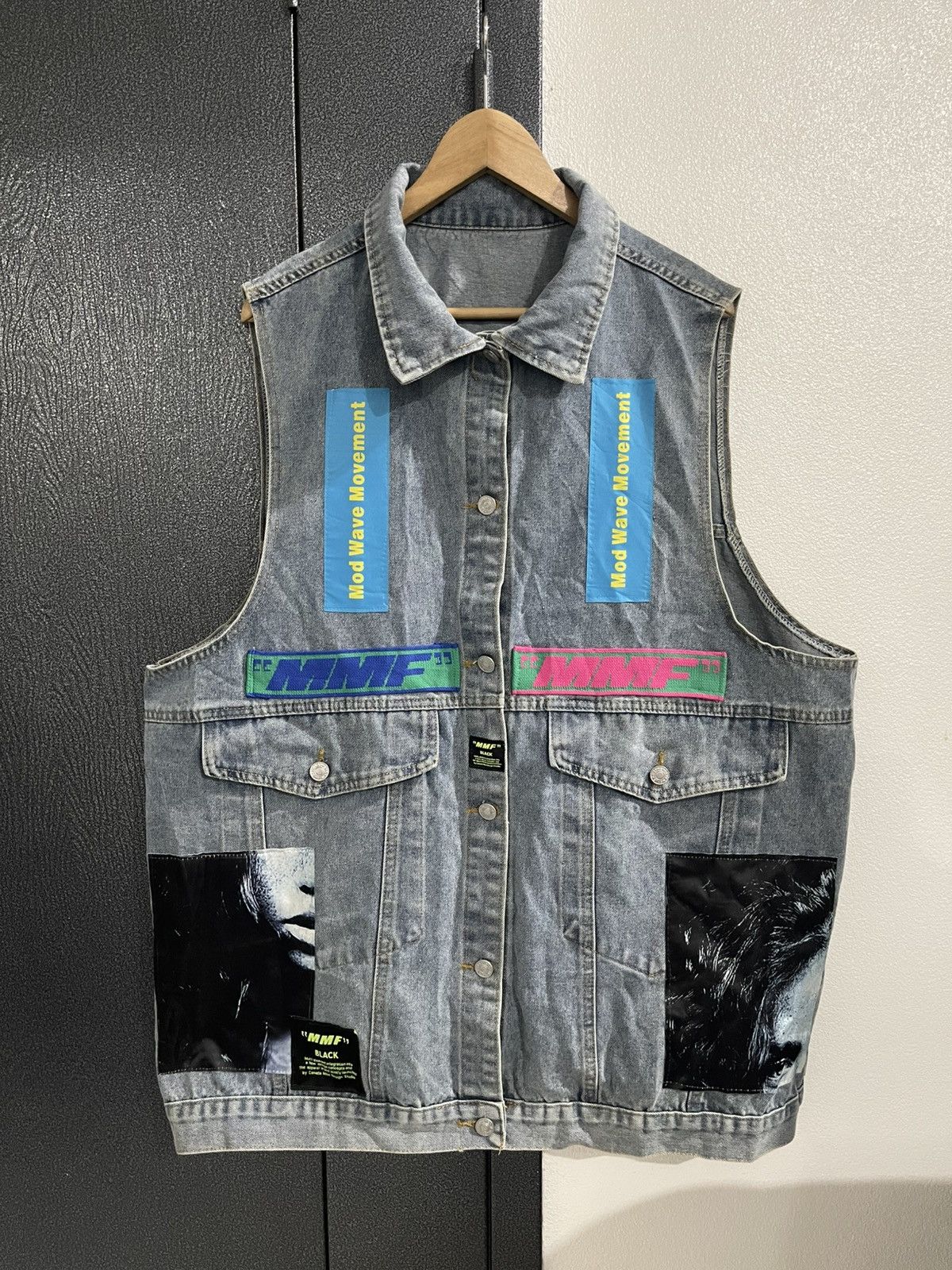 Japanese Brand MMF MOD WAVE MOVEMENT DENIM VEST Size XXL / US 16-18 / IT 52-54 - 2 Thumbnail