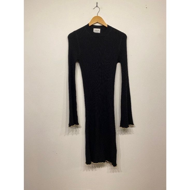 Dondup Dondup Black Ribbed Long Bell Sleeve Body Con Midi Sweater D Size M / US 6-8 / IT 42-44 - 1 Thumbnail