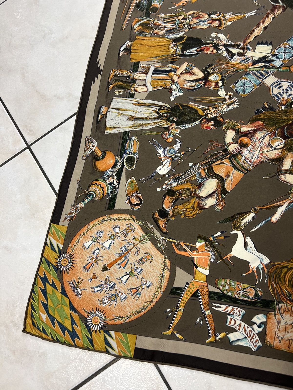 Hermes Vintage 90s Hermes Les Dances Des Indiens silk scarf native Size ONE SIZE - 9 Thumbnail