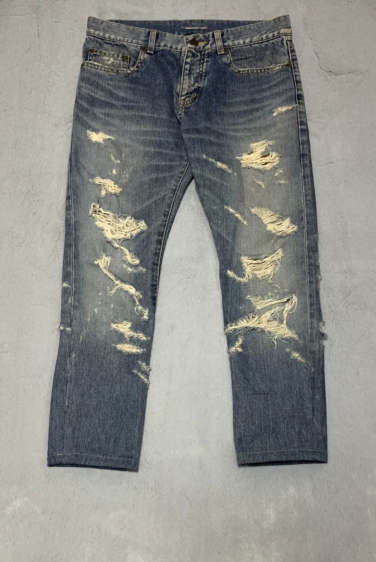 Saint Laurent Paris Saint Laurent Distressed Denim Pants Size US 30 / EU 46 - 1 Thumbnail