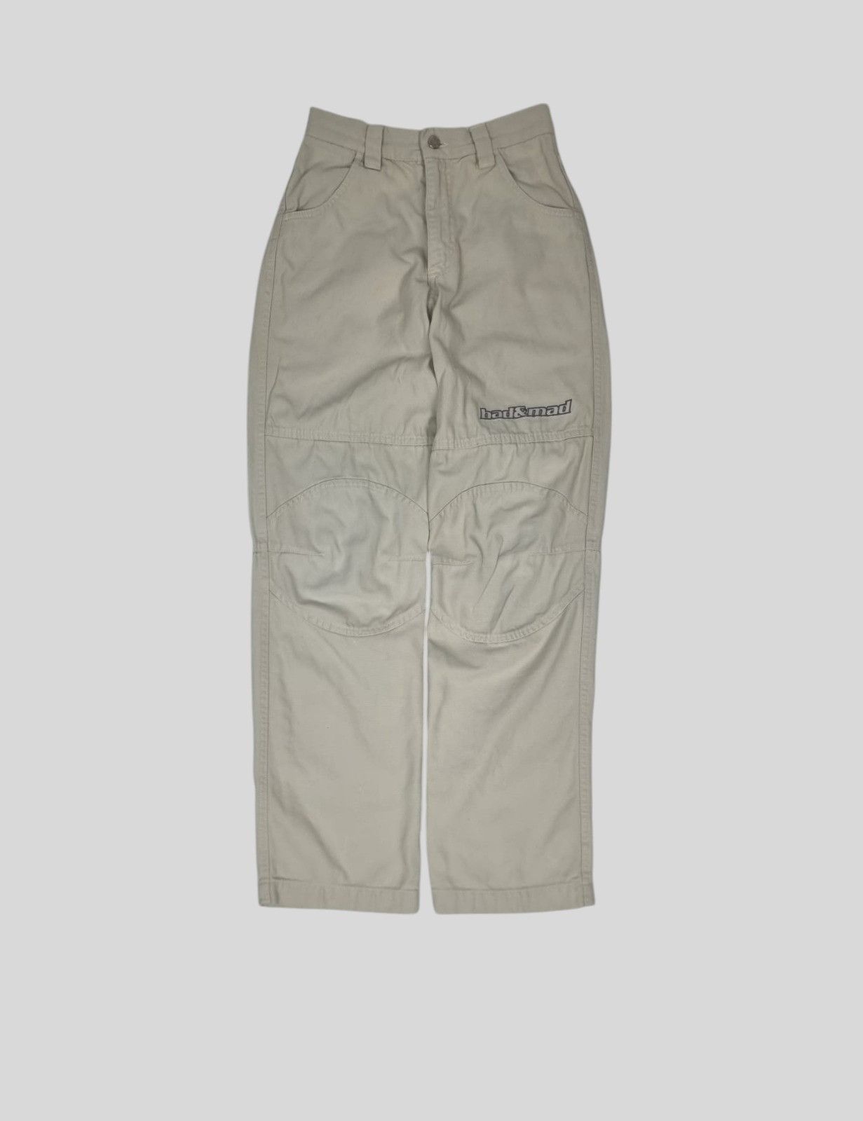 Japanese Brand × Vintage vintage Bad+Mad double knee baggy pants XS womens beige Size 26" / US 2 / IT 38 - 3 Thumbnail