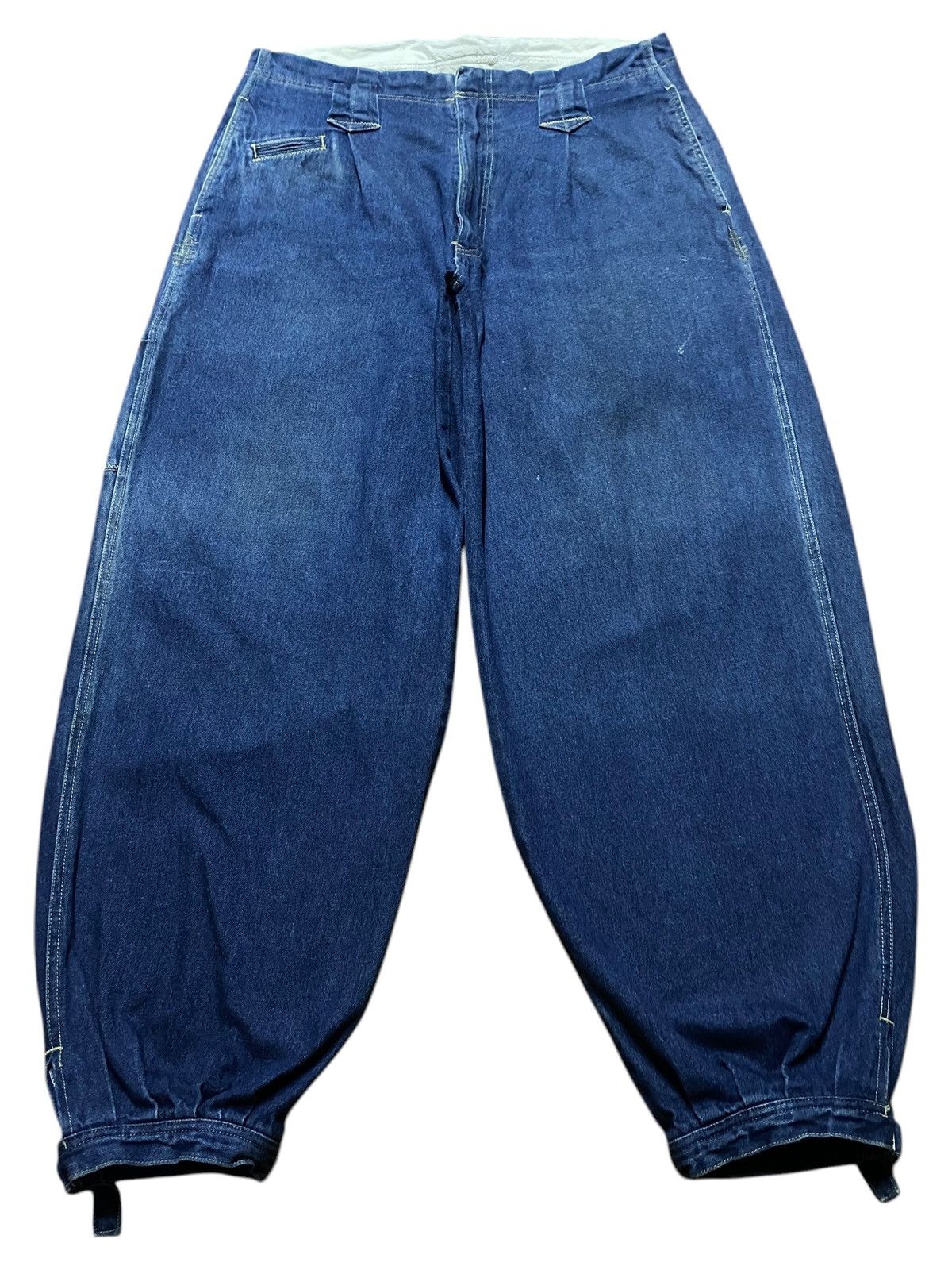 Japanese Brand Work Wear Japanese Brand Style Gin Wash Super Baggy Jeans Size US 37 - 1 Thumbnail