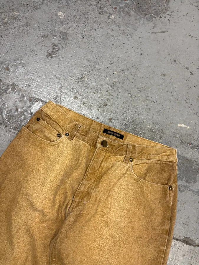 Roberto Cavalli 2000s Roberto Cavalli Gold Glitter Gradient Wide Leg Pants Size 26" / US 2 / IT 38 - 5 Thumbnail