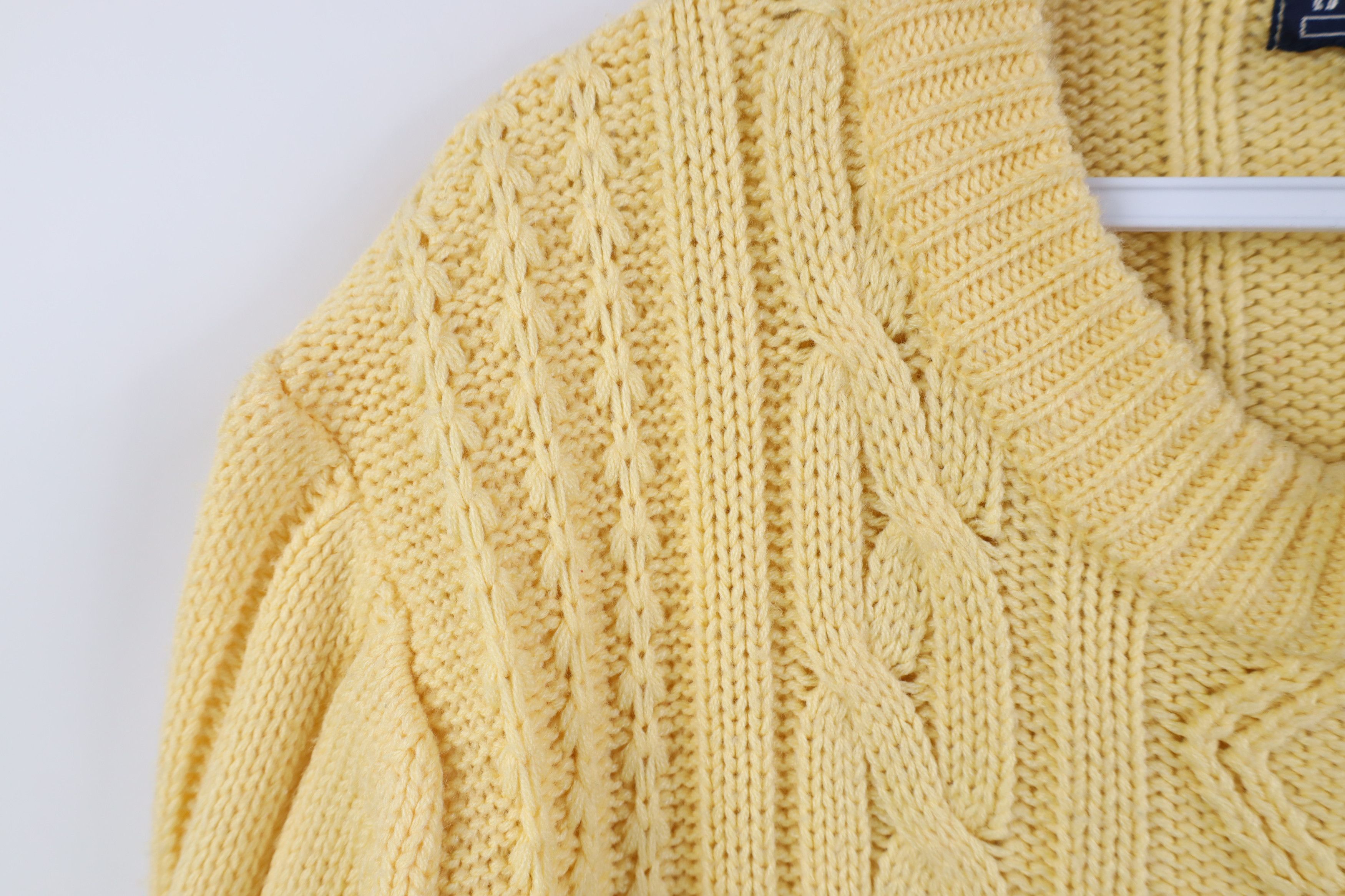 Vintage Vintage 70s Streetwear Cable Knit Fisherman Sweater Yellow Size L / US 10 / IT 46 - 5 Thumbnail