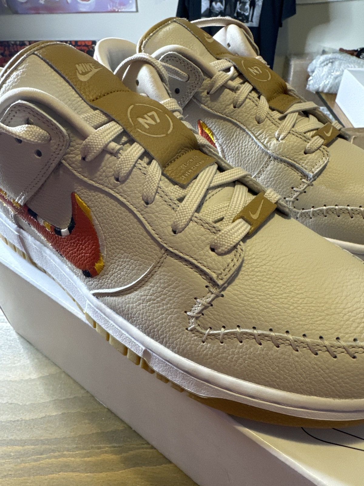 image of Nike By You N7 Dunk Shoes in Tan, Men's (Size 13)