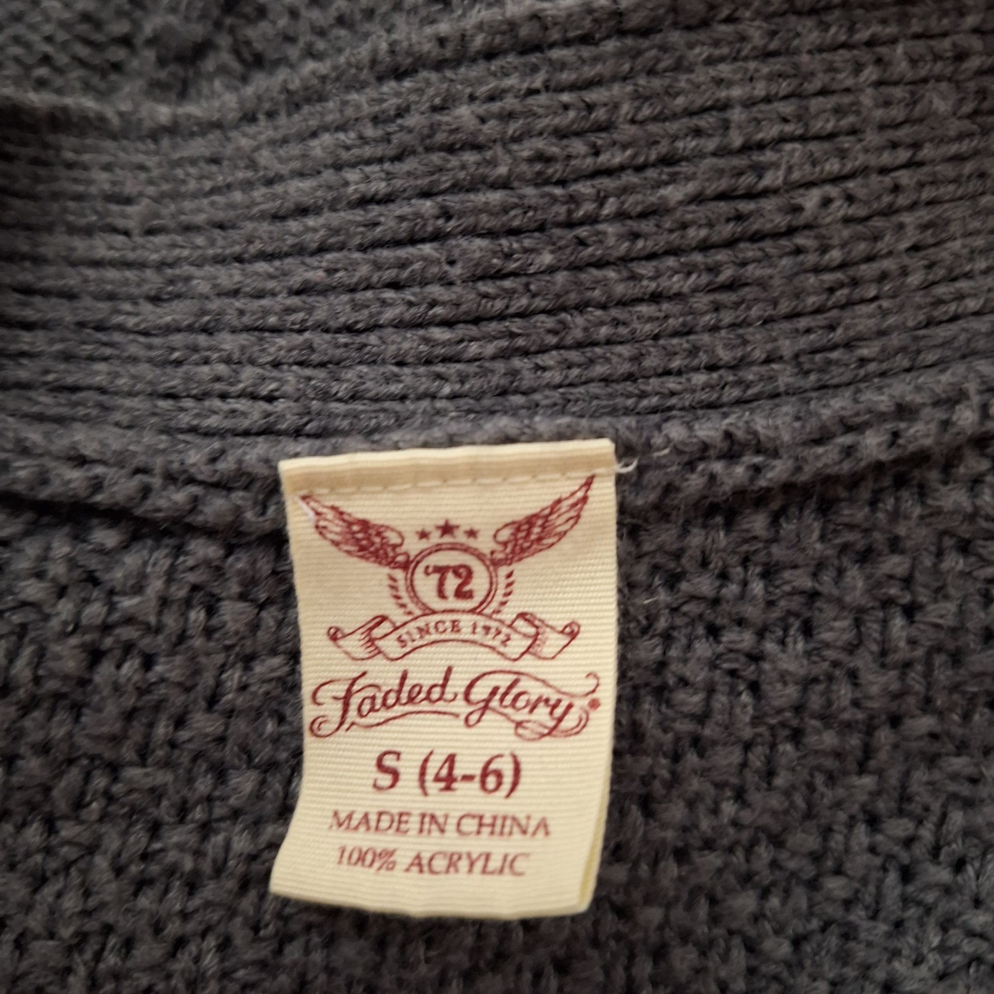 Faded Glory Faded Glory Charcoal Grey Cable Knit Open Front Cardigan S ( Size S / US 4 / IT 40 - 4 Thumbnail