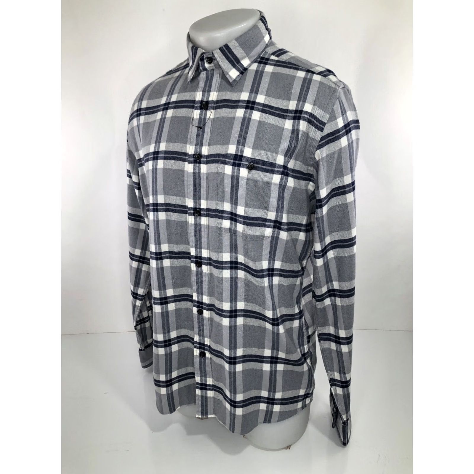 Faherty Faherty Shirt Mens M Flannel Plaid Check Button-Up Long Sleeve Blue / Gray / White Size US M / EU 48-50 / 2 - 3 Thumbnail