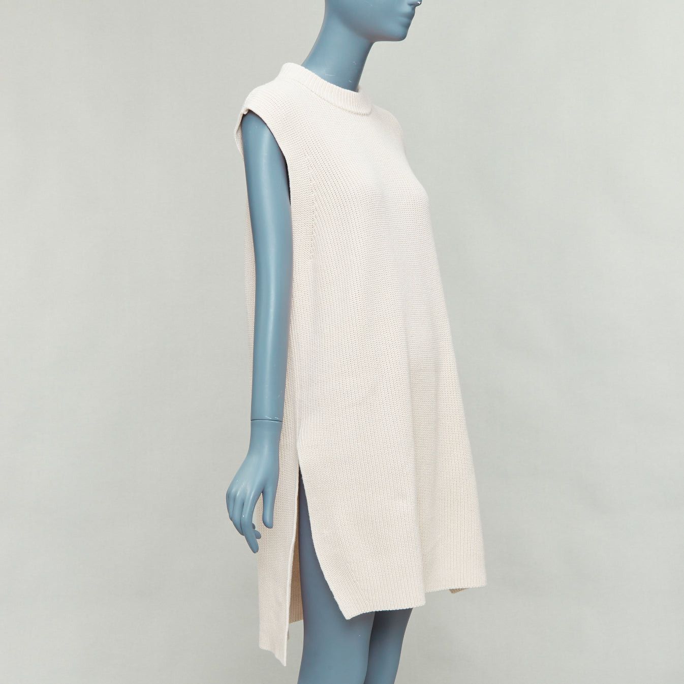 Jil Sander JIL SANDER beige cotton cashmere silk knit sweater dress vest S Size S / US 4 / IT 40 - 1 Thumbnail