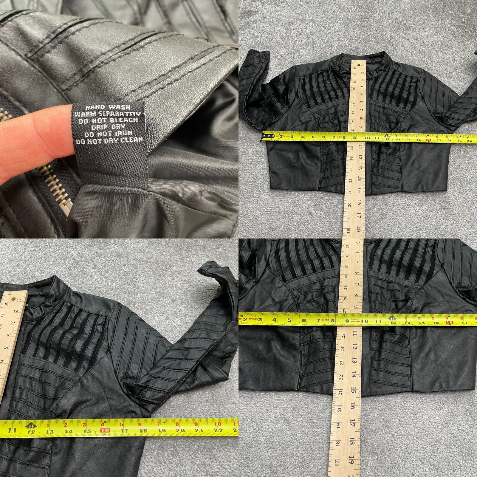 New Look New Look Cropped Jacket - Black - Juniors Large - Full Zip - Casual Outdoor - Leather Look - Logo Accent - Long Sleeve - Solid - JACKET Women Size L / US 10 / IT 46 - 8 Thumbnail