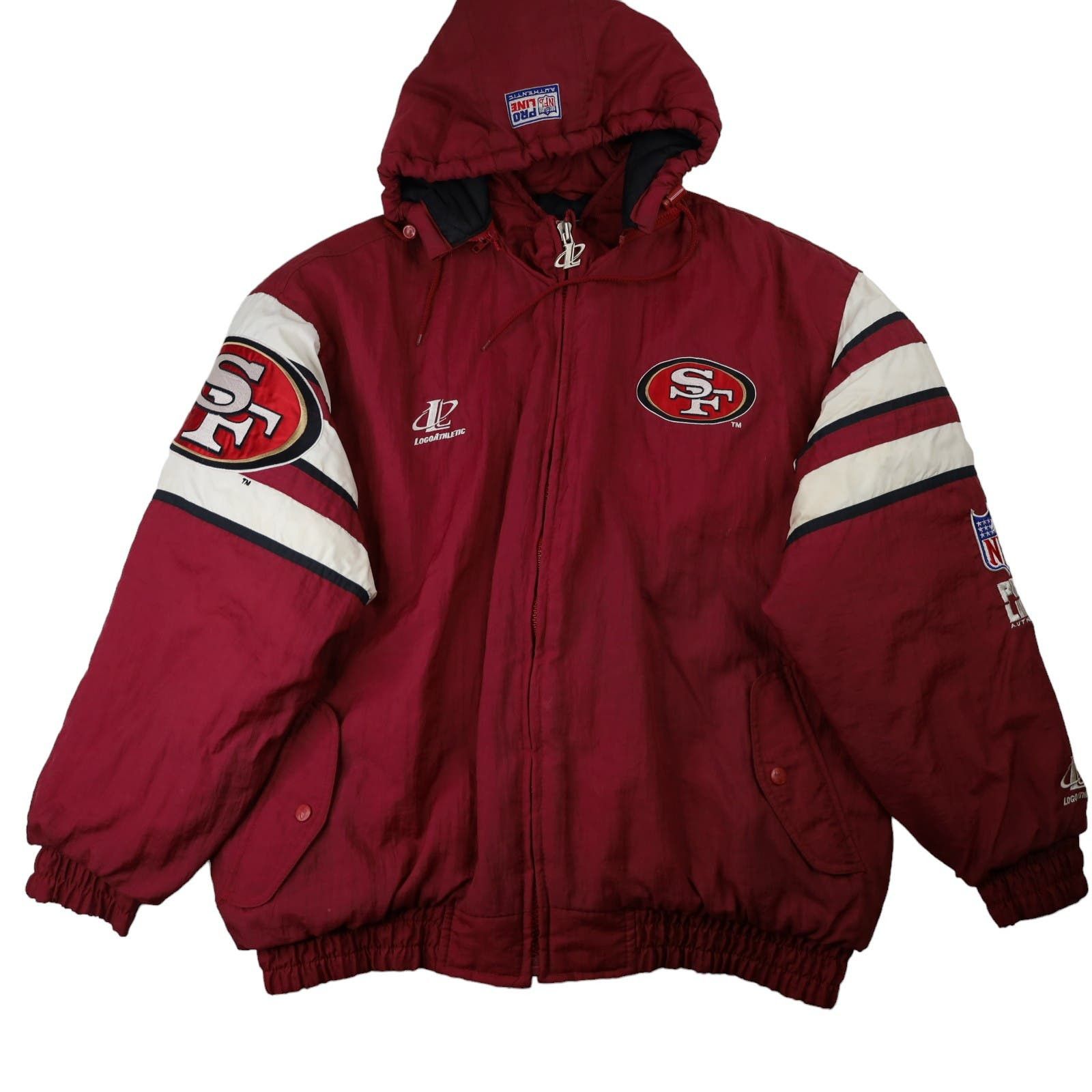 image of Vintage Nfl Logo Athletics San Francisco 49Ers Puffer Coat in Red, Men's (Size XL)