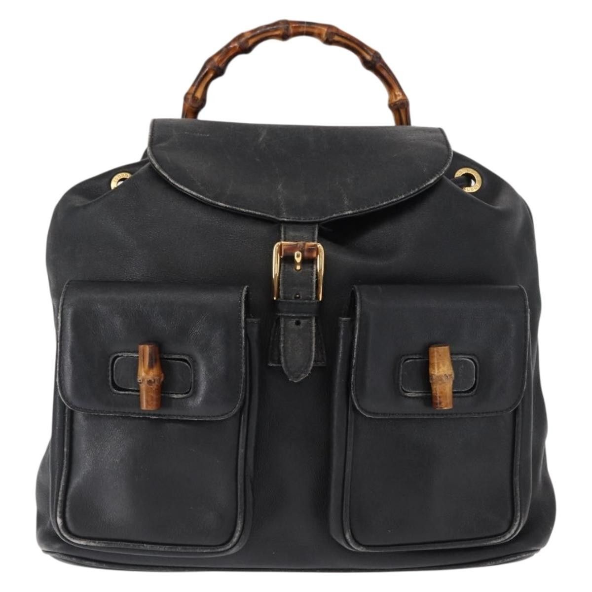 Gucci Gucci Vintage Bamboo Backpack Leather Size ONE SIZE - 1 Thumbnail
