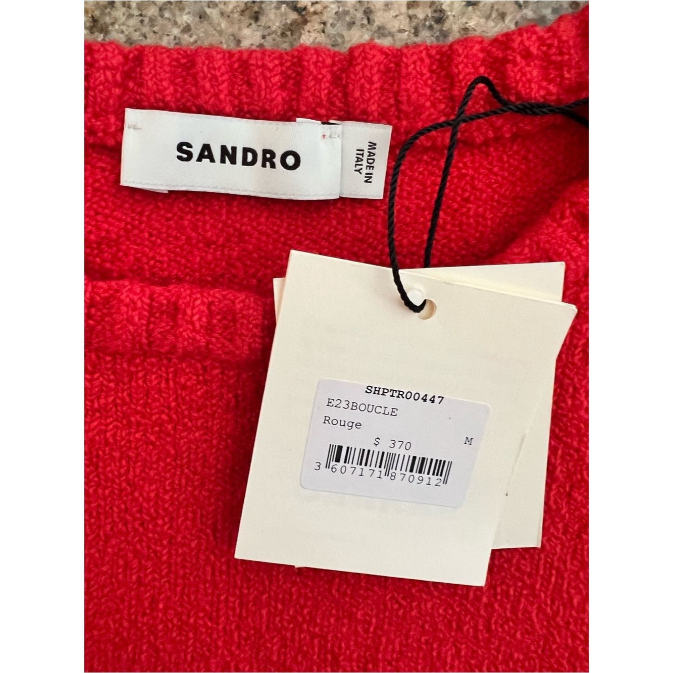 Sandro Sandro Paris Bouclé Knit Sweater NWT Red Made in Italy Size Size M / US 6-8 / IT 42-44 - 4 Thumbnail