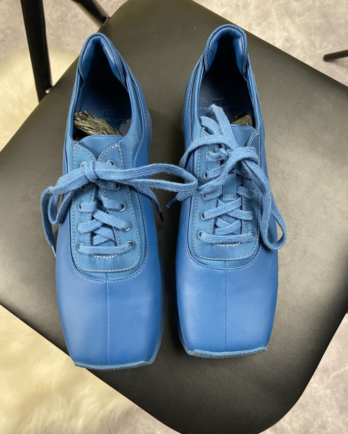 Eckhaus Latta Ugg X Eghaus Latta Square Toe Blue Leather Low Top Sneakers Size US 8 / IT 38 - 3 Thumbnail